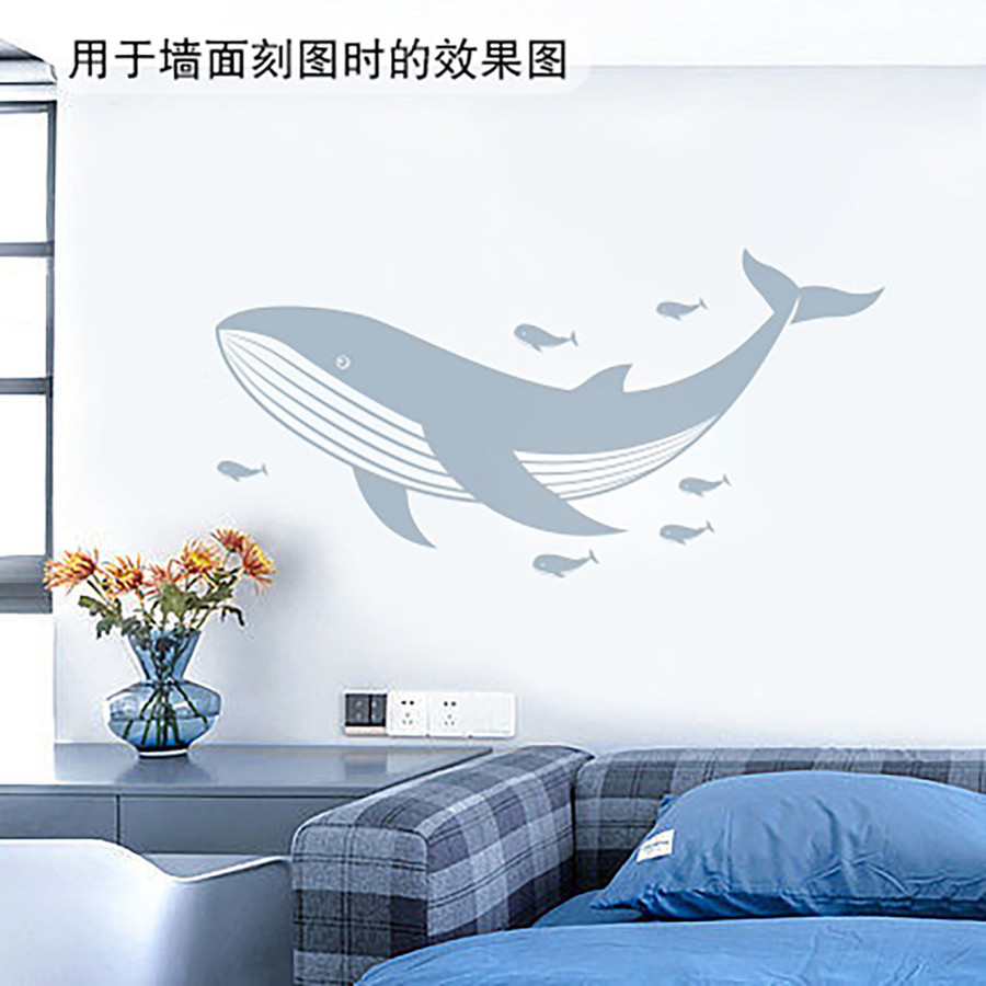 鯨魚矢量圖墻面刻圖移門圖案