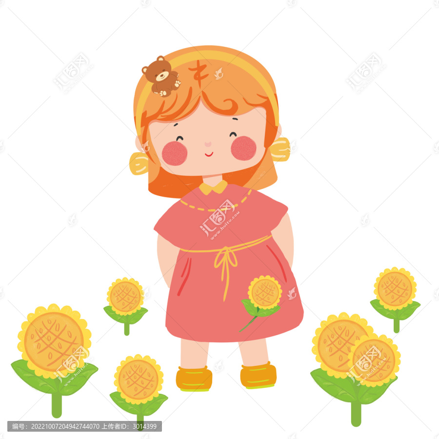 原創(chuàng)手賬貼紙素材向日葵上學