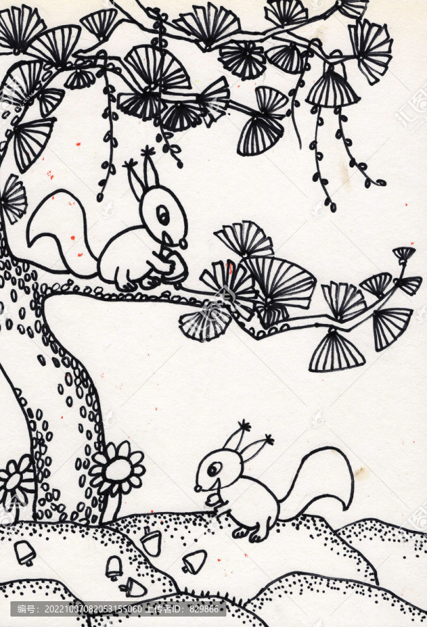 兒童插畫小松鼠