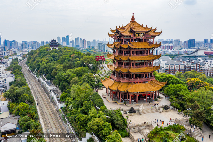 航拍武汉黄鹤楼武汉地标建筑