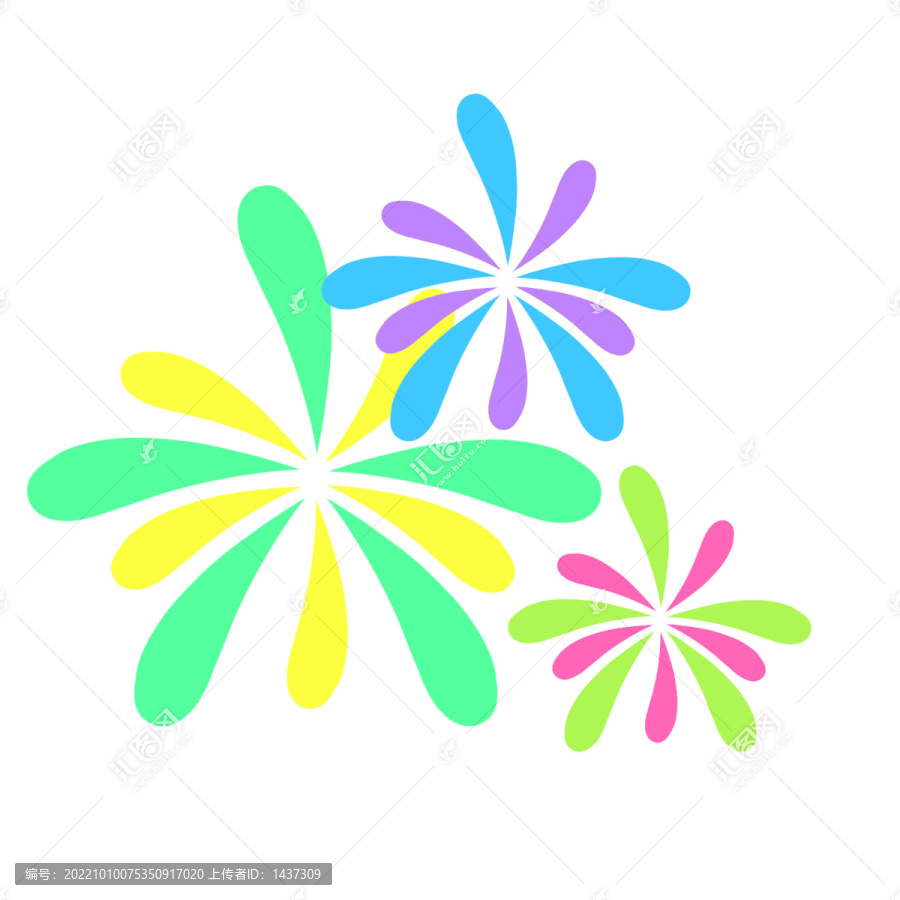 炫麗彩色煙花國慶貼紙