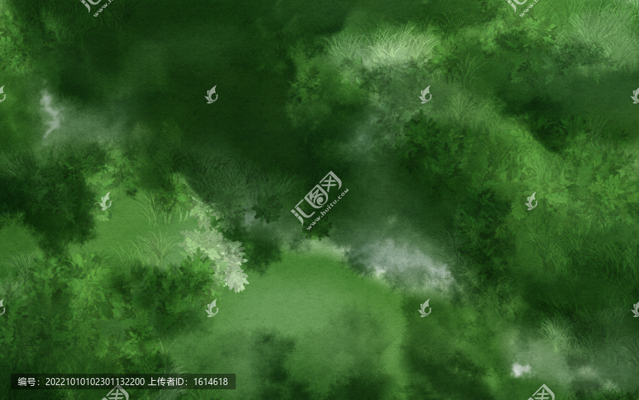 水彩手繪綠色森林抽象意境