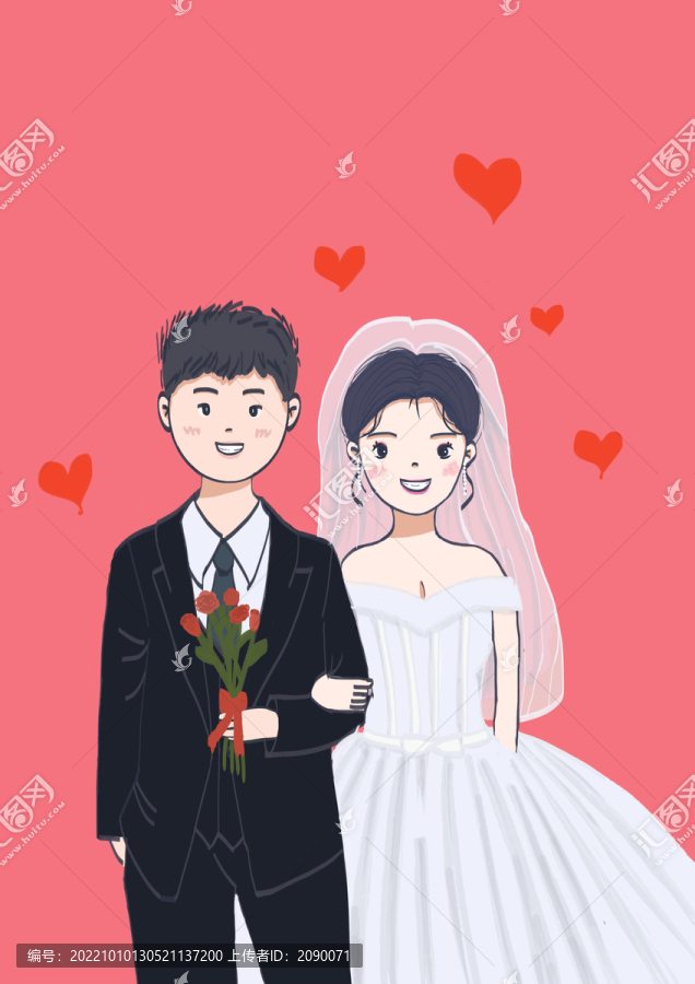 卡通新娘新郎