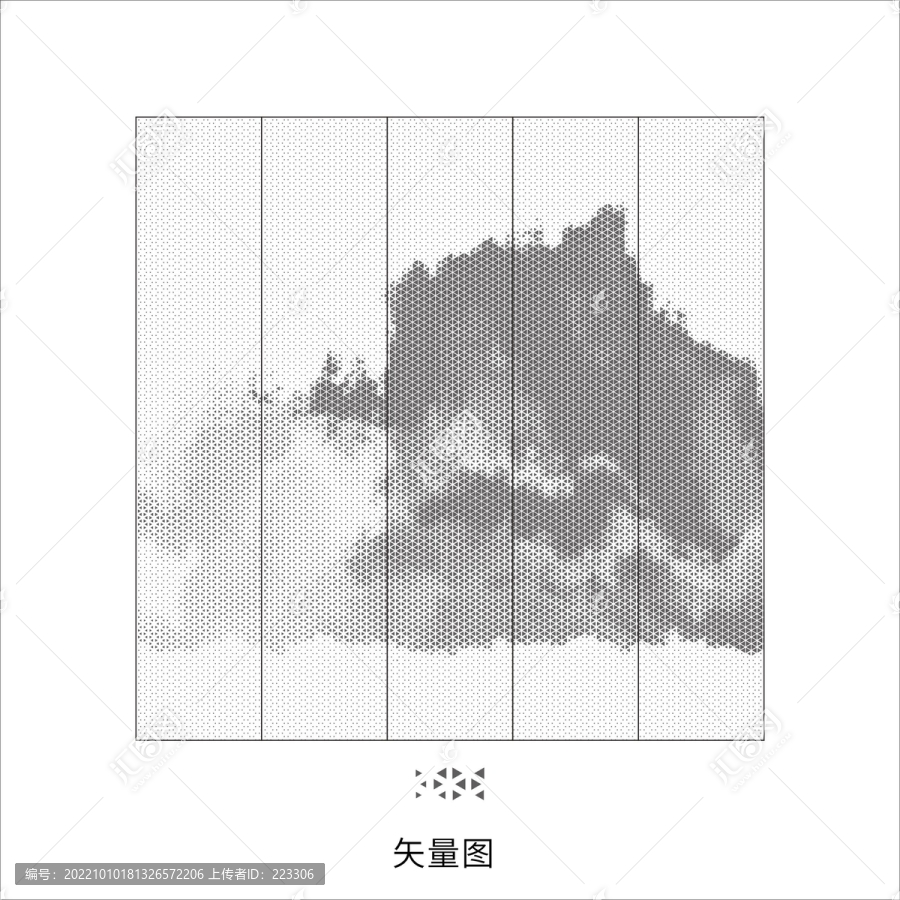 鏤空山水三角圖案