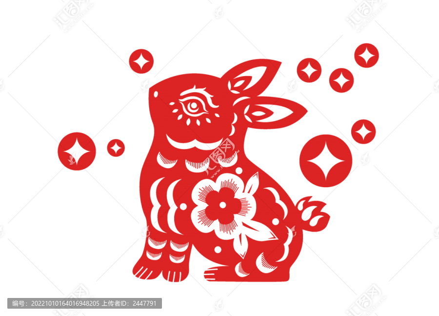 十二生肖兔子剪紙