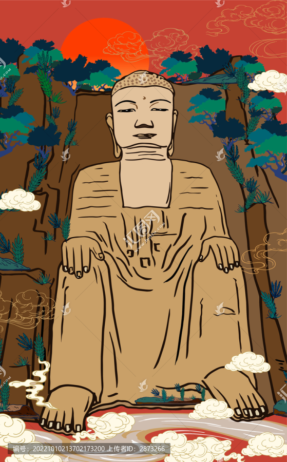 樂山大佛插畫