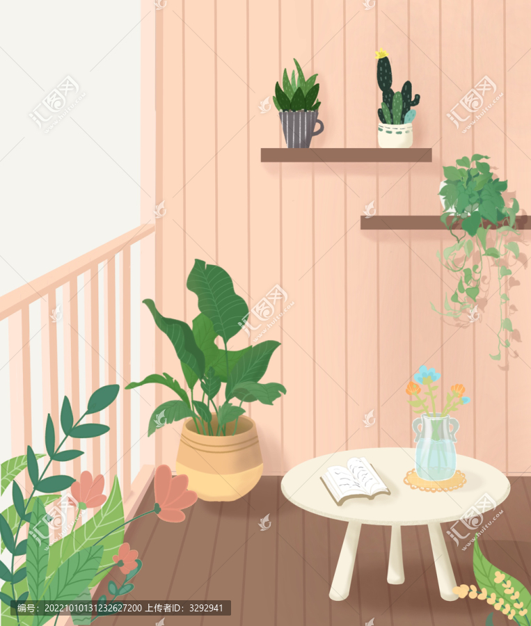 小清新植物淡雅春天唯美插畫