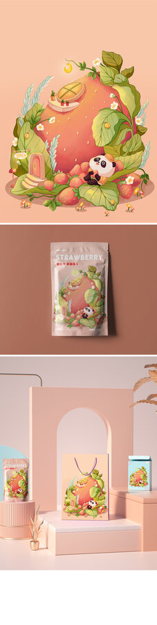 那么大個草莓包裝插畫設計