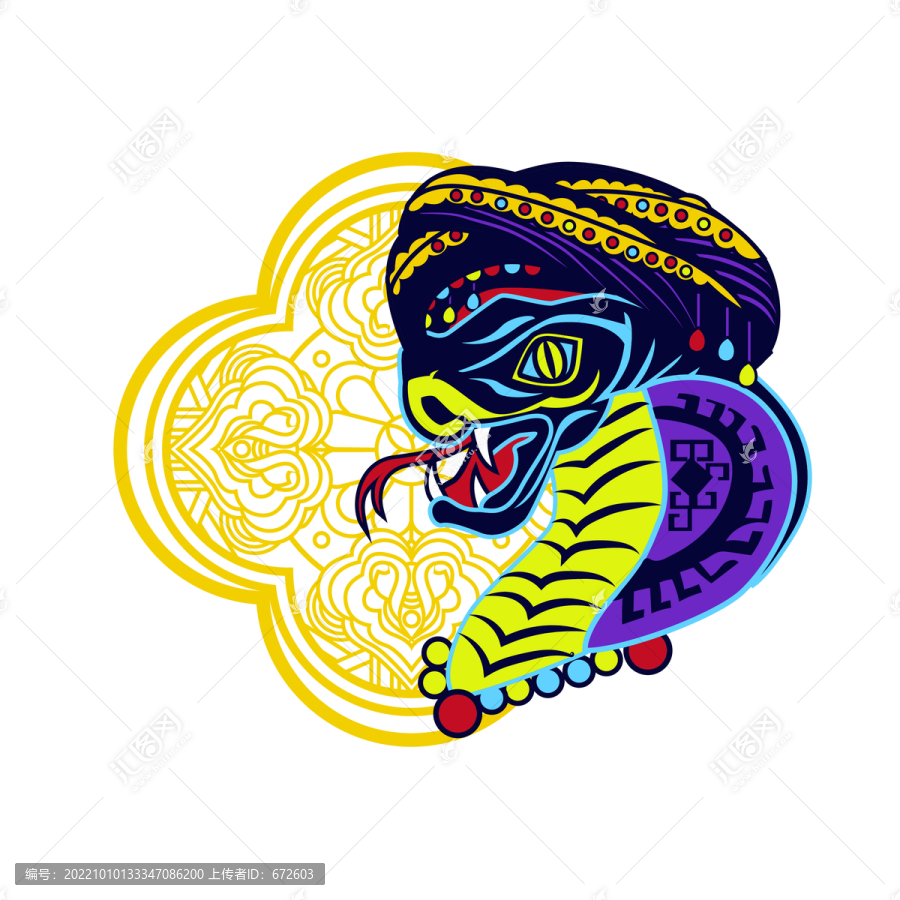 傳統(tǒng)動物紋樣生肖蛇矢量圖案