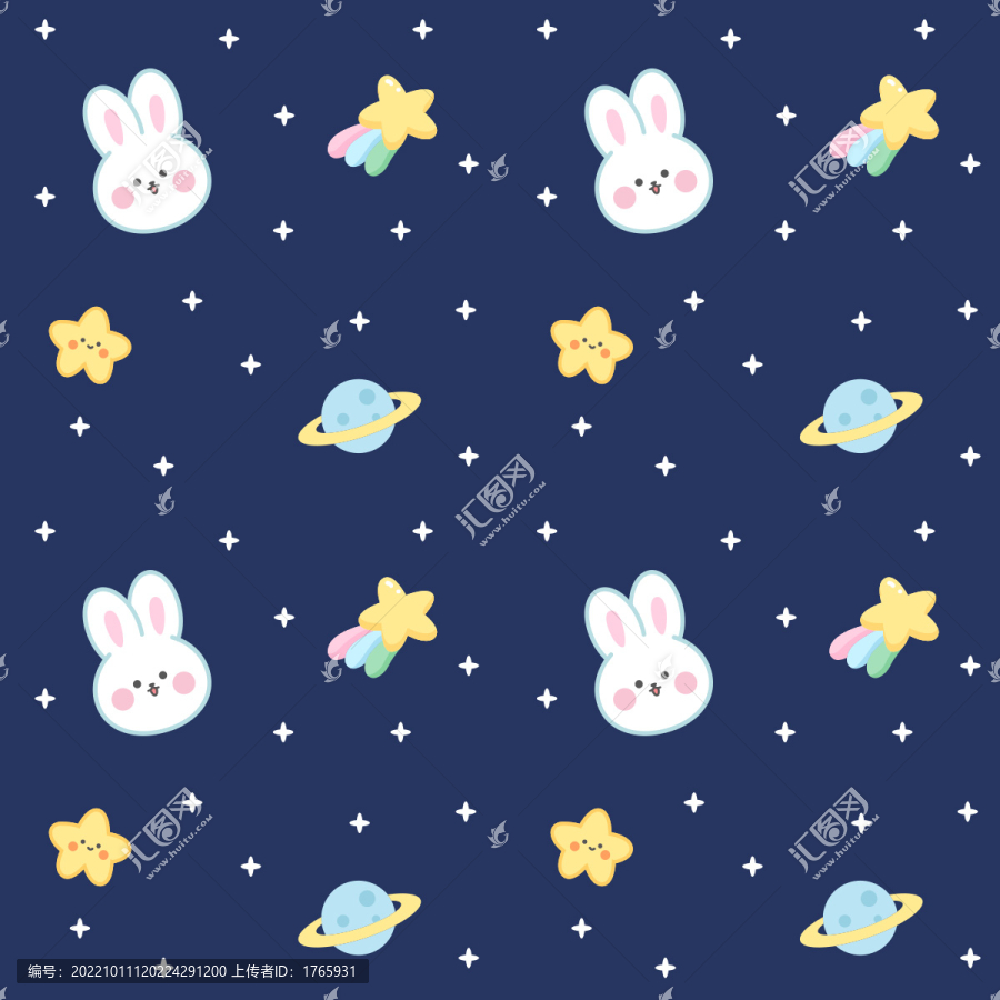 卡通星空兔子圖案花紋