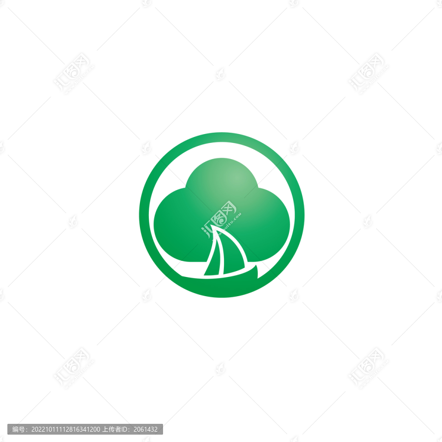 树帆船圆形绿色公司LOGO