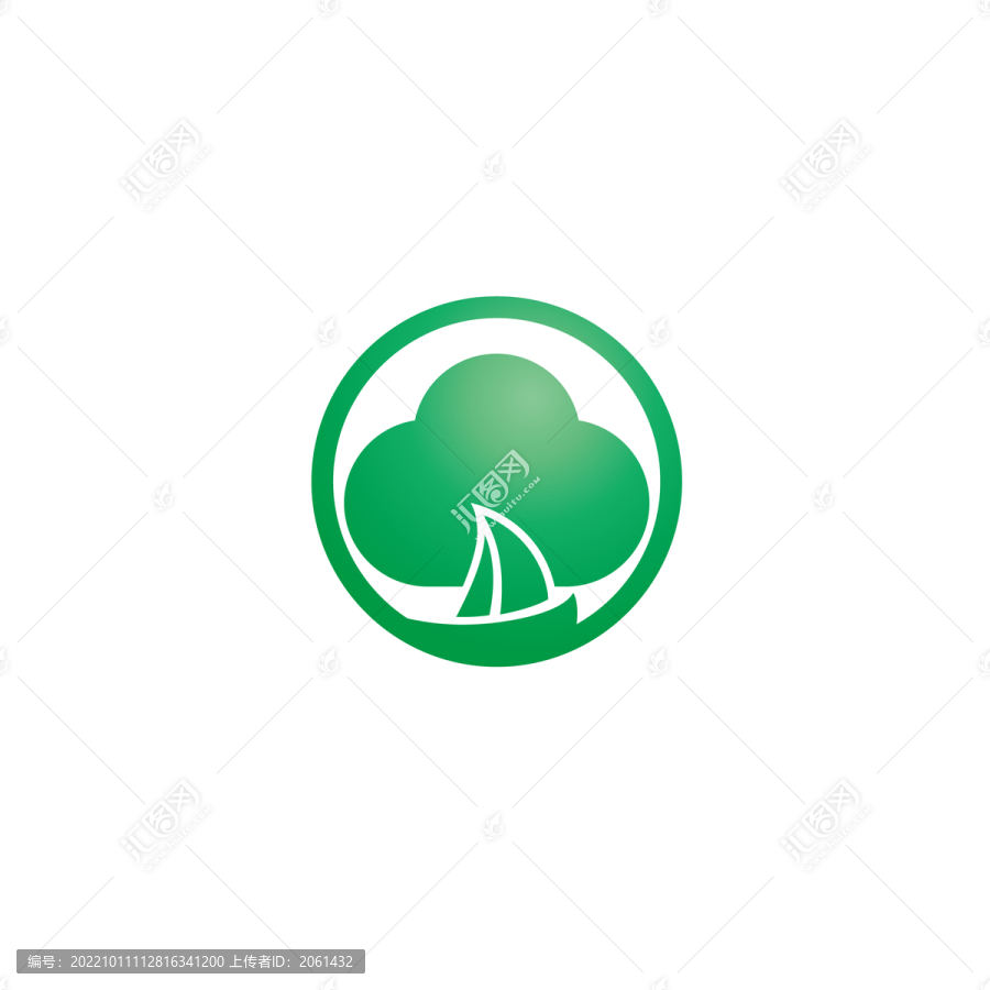 樹帆船圓形綠色公司LOGO