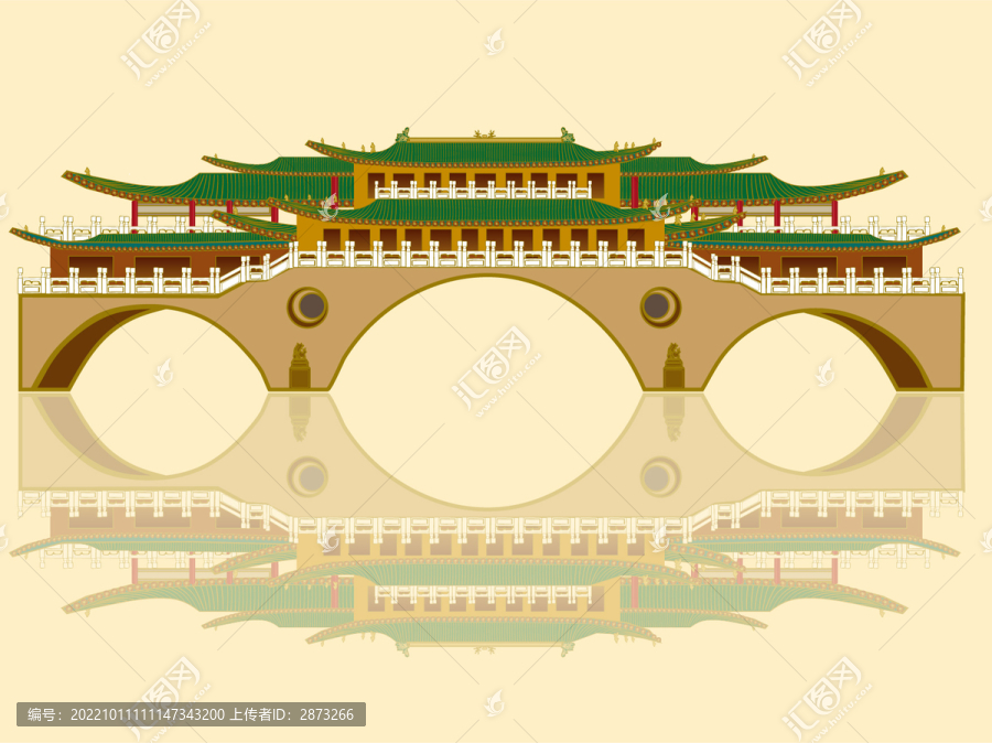 成都廊橋插畫