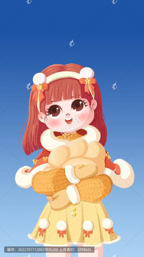 冬至抱餃子的女孩