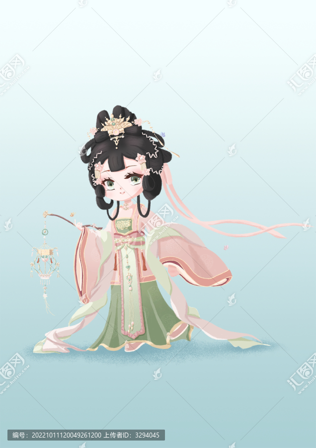 中國風(fēng)古風(fēng)淑女插畫卡通