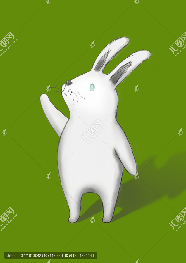 打招呼的白兔子