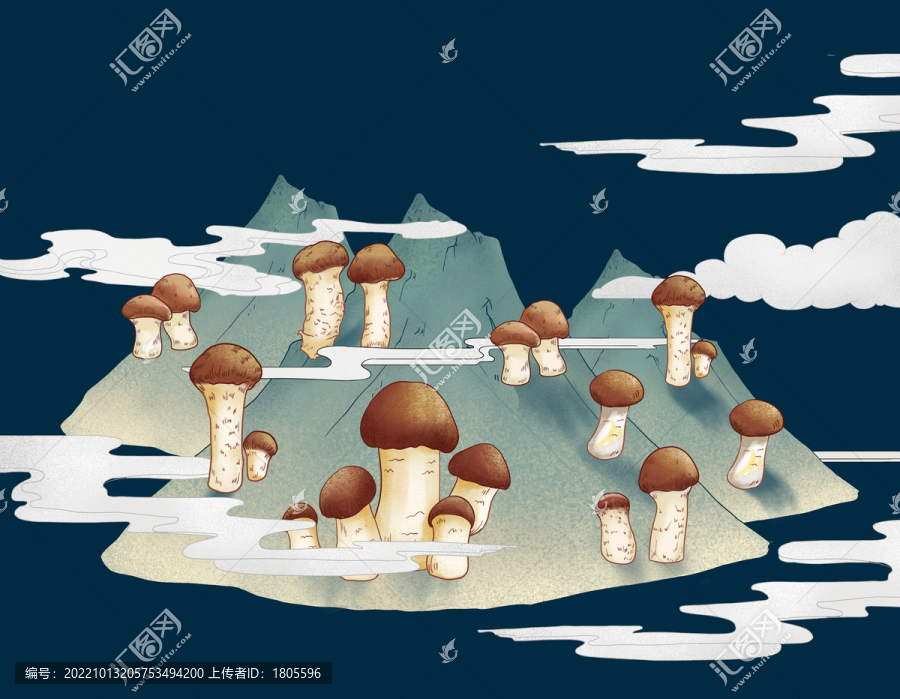 松茸插畫分層
