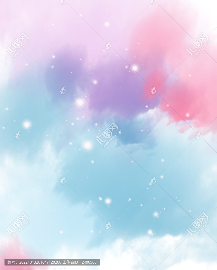 藍(lán)色夢(mèng)幻云朵背景畫