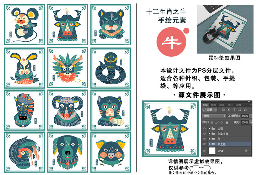 十二生肖手繪插畫(huà)集合