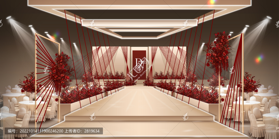 秀場風(fēng)紅香檳簡約婚禮效果圖