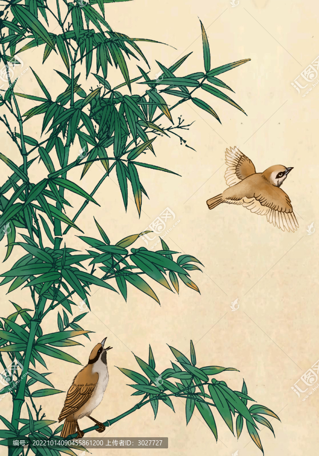 梅蘭竹菊翠竹墨竹水墨插畫