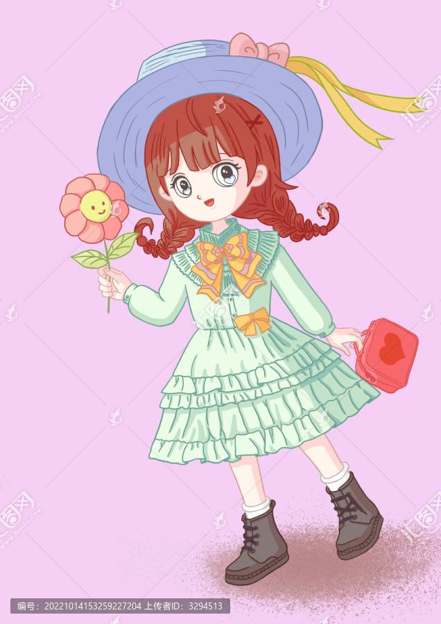 可愛(ài)女孩卡通插畫(huà)