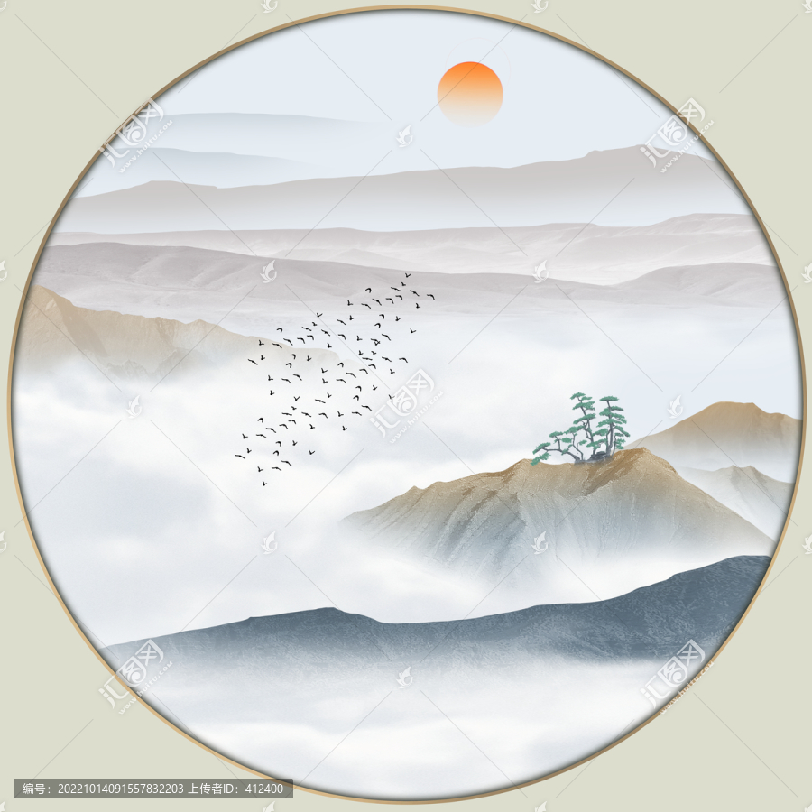 水墨彩墨山水小青綠山水