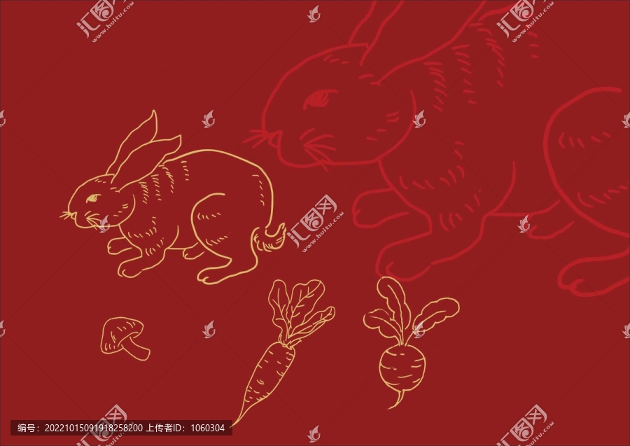 兔子插畫(huà)矢量兔年