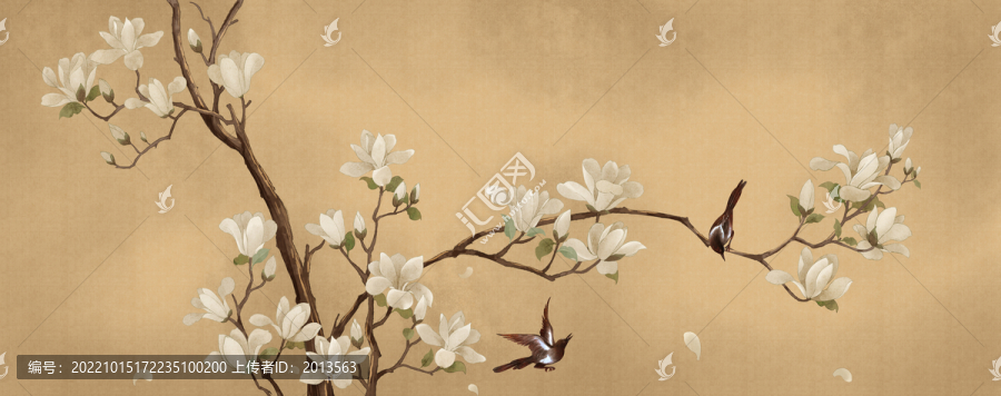 玉蘭花鳥圖