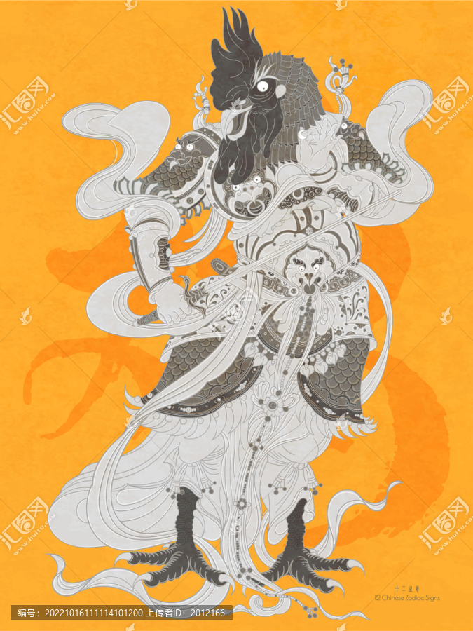 雞年十二生肖屬相年畫國(guó)潮插畫
