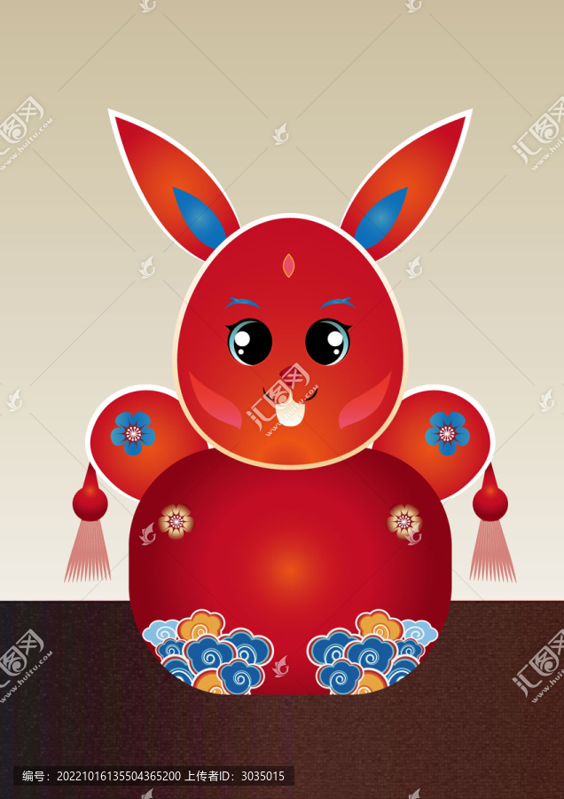 國潮兔子玩偶矢量