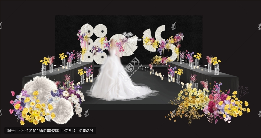撞色布藝晚宴婚禮效果圖