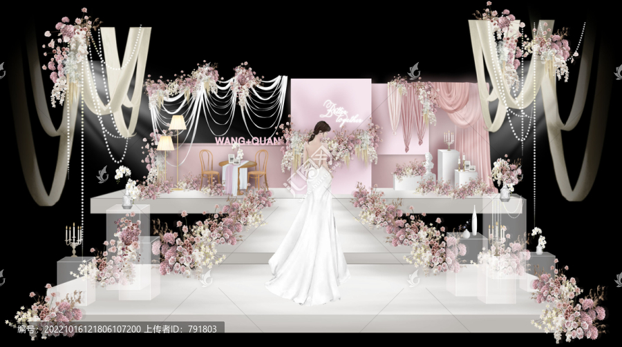 粉色系婚禮效果圖