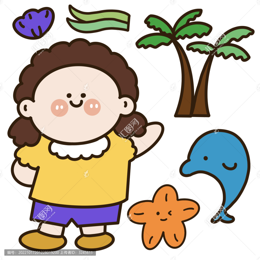 豆包海邊度假村手帳貼紙
