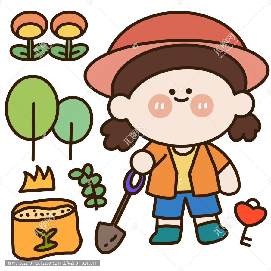 植樹造林小豆包手帳貼紙