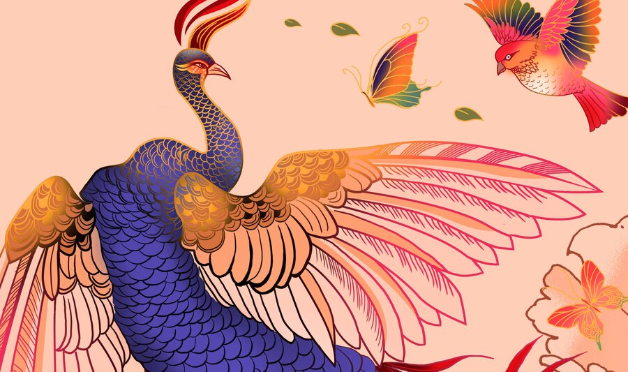 鳳凰牡丹圖