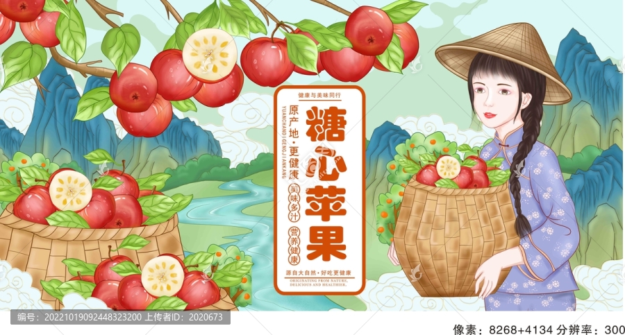 采摘蘋果的農(nóng)家女孩