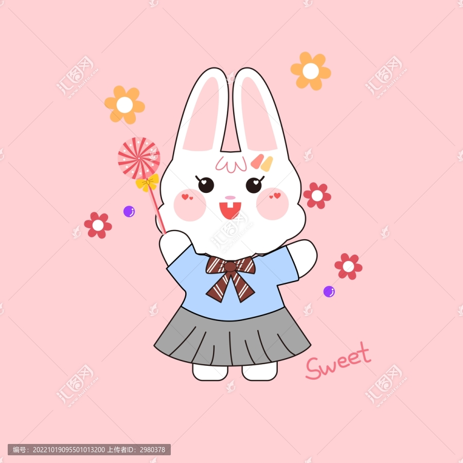 可愛兔子學(xué)生裝校服