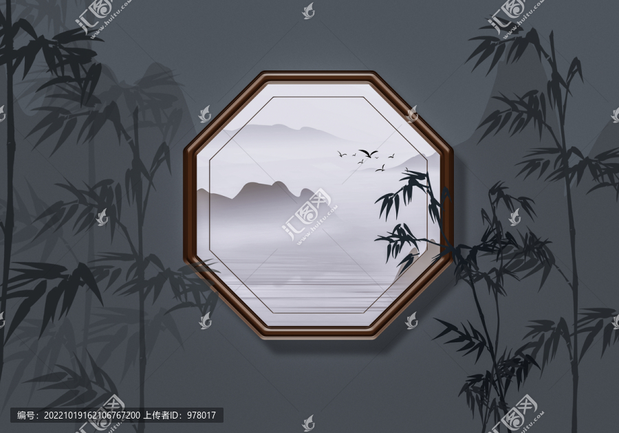 中國風竹林意境背景墻