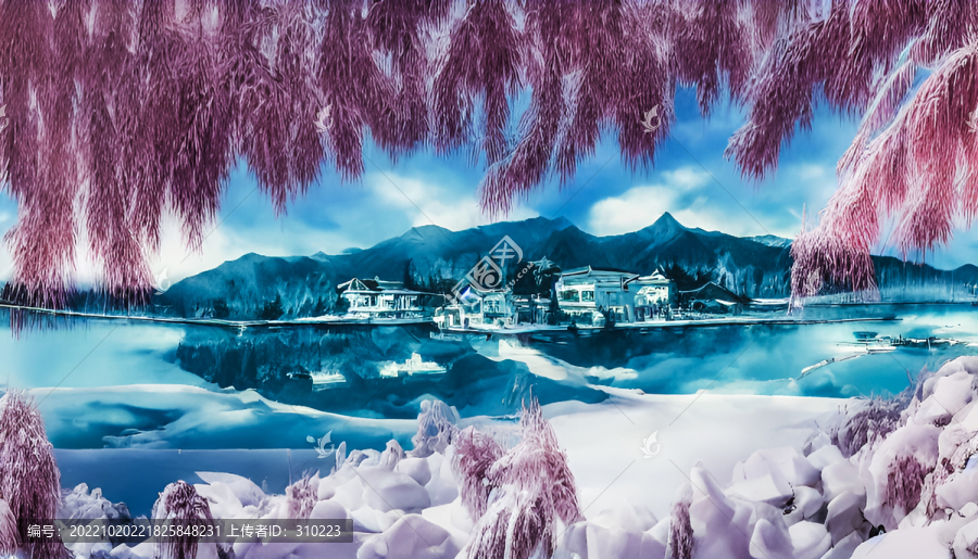 山水风光雪景装饰画