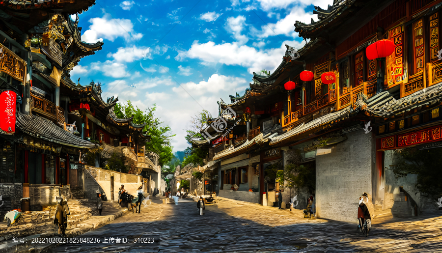 古鎮(zhèn)裝飾畫無(wú)框畫