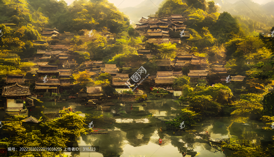 古鎮(zhèn)裝飾畫無框畫