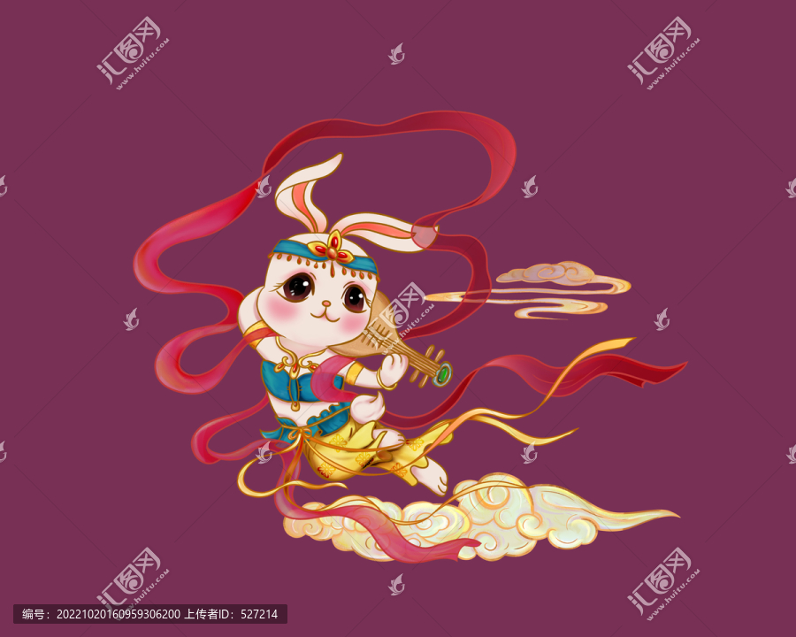 敦煌飛天兔插畫