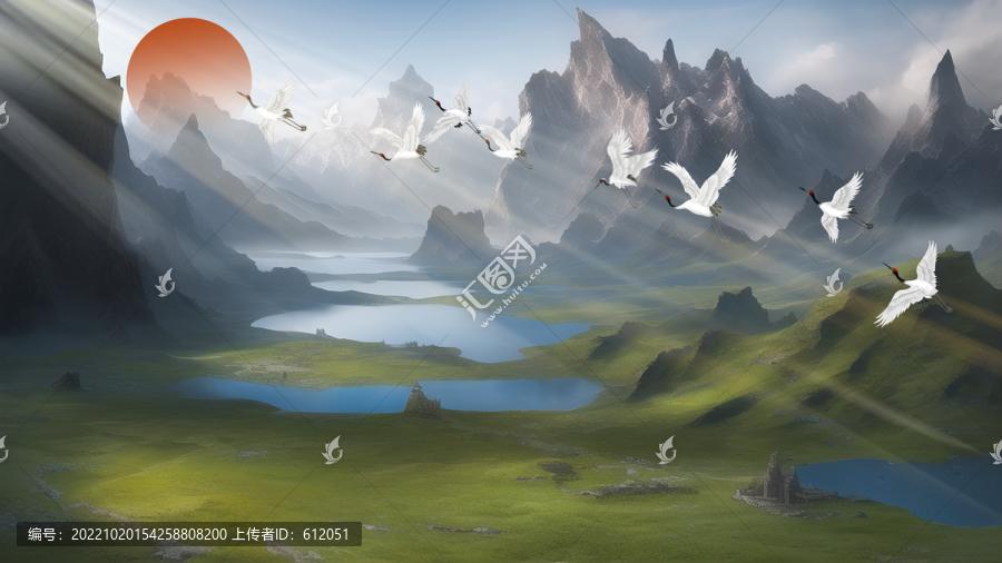 山水鶴