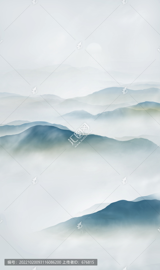新中式水墨山水壁畫