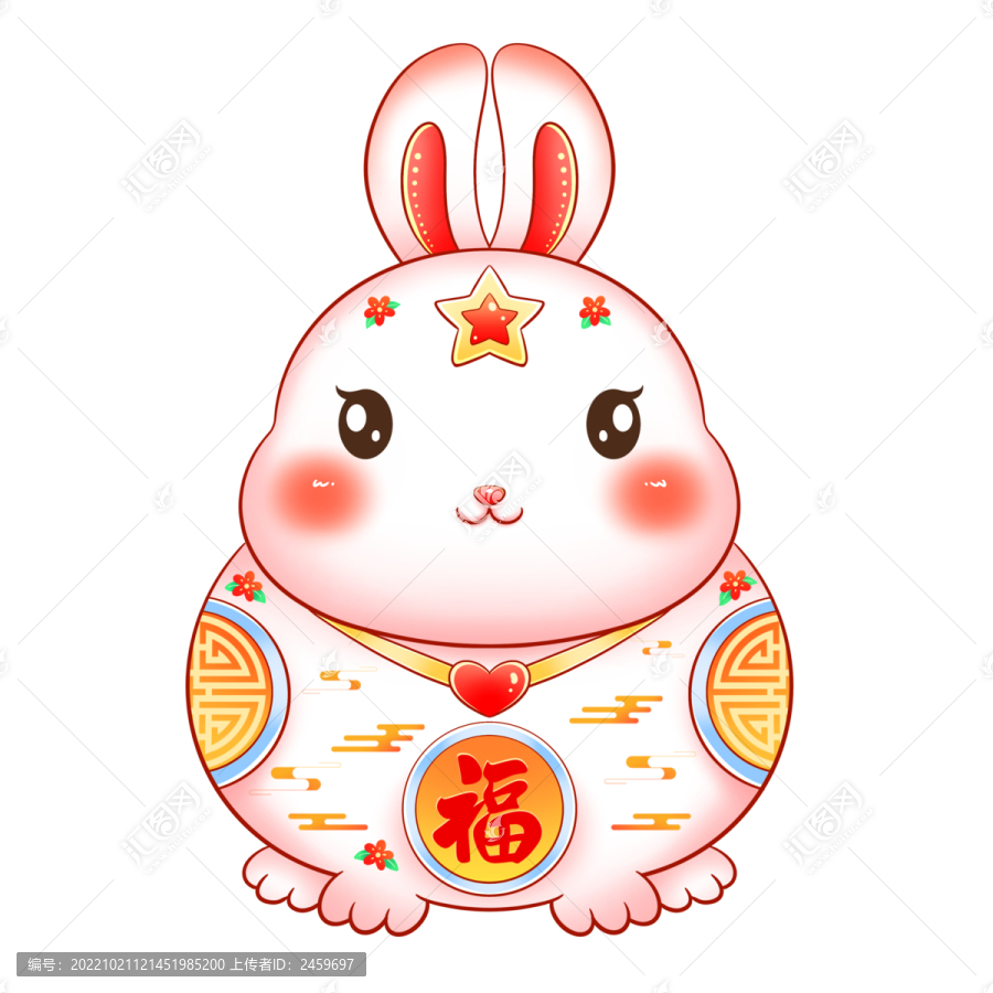 新年春節(jié)卡通兔燈籠貼紙