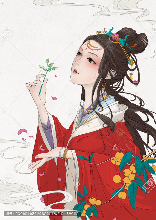 國風(fēng)少女中藥包裝插畫