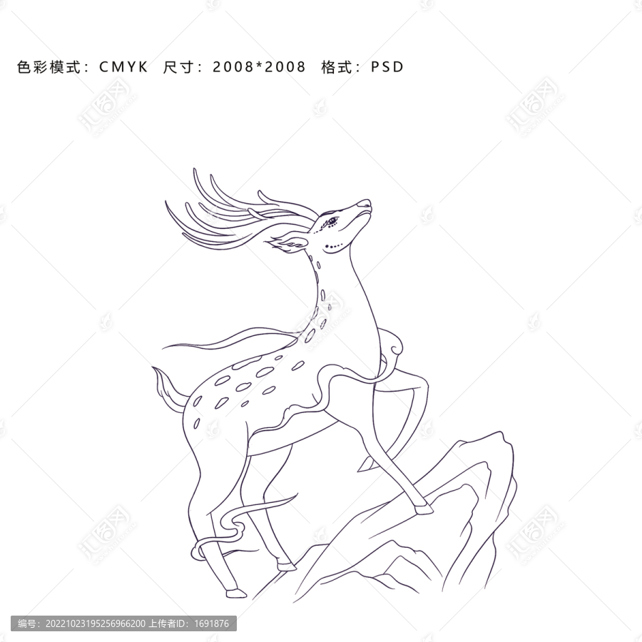鹿插畫(huà)線稿