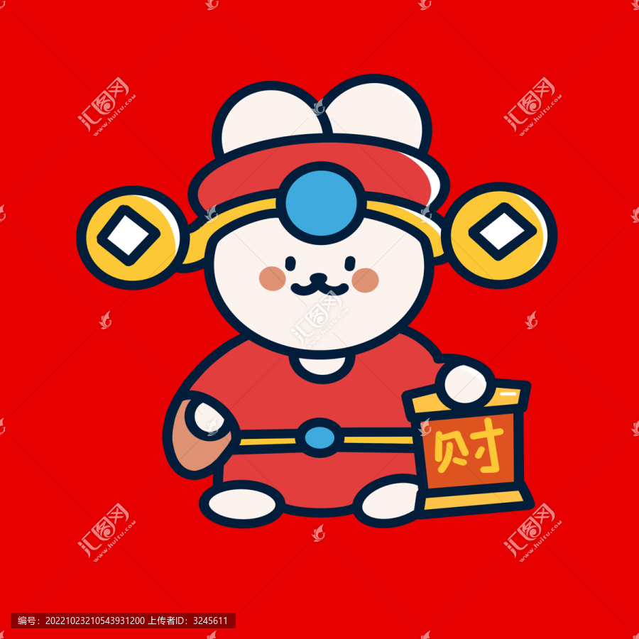 財神爺新年卡通兔