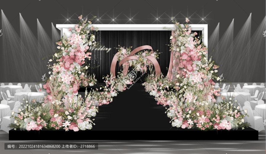 皮粉色唯美婚禮舞臺(tái)效果圖